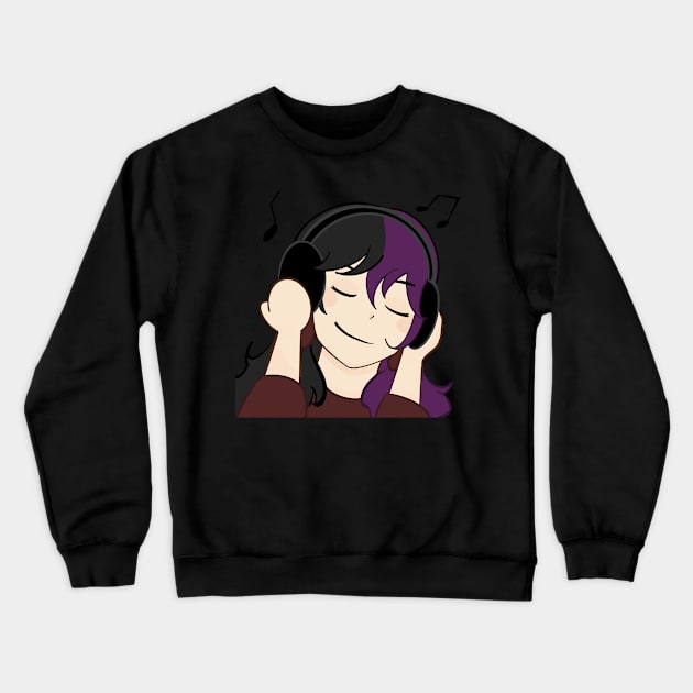 Chica de cabello morado escuchando musica Crewneck Sweatshirt by uchix